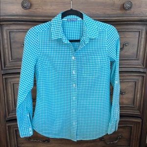 Button Down gingham shirt blue/teal and white
